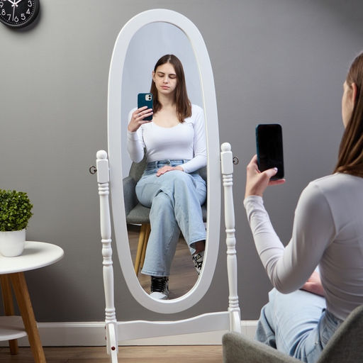 Зеркало напольное «Клик Мебель. Псише», 58×41×142 см, цвет белый