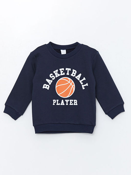 Bisiklet Yaka Bask?l? Erkek Bebek Sweatshirt ve E?ofman Alt 2li Tak?m - Waikiki фото 2