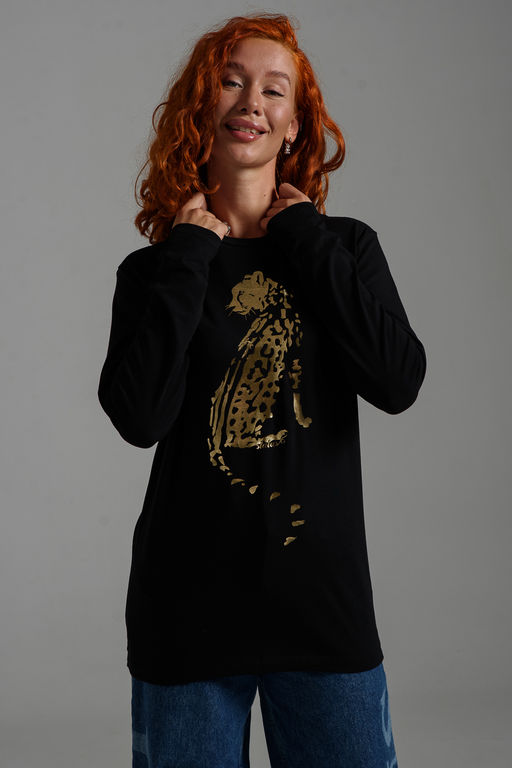 8544 Футболка с длинным рукавом женская (фольга)