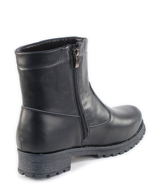 Ботинки женские на литой подошве, черные,кожа, молния.