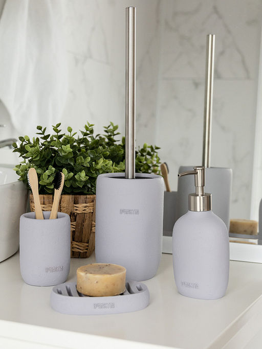 Диспенсер для жидкого мыла 370мл серый полирезина