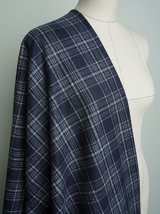 Шерсть пальтово-костюмная Твид Клетка цв.серо-голубой на синем, ш.1.5м, шерсть-60%, п/э-40% - Купава фото 12