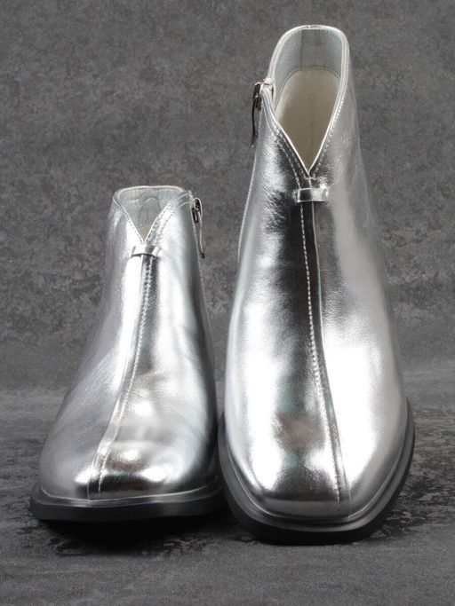 01-B50B-96C GREY/SILVER Ботинки демисезонные женские (натуральная кожа, байка)