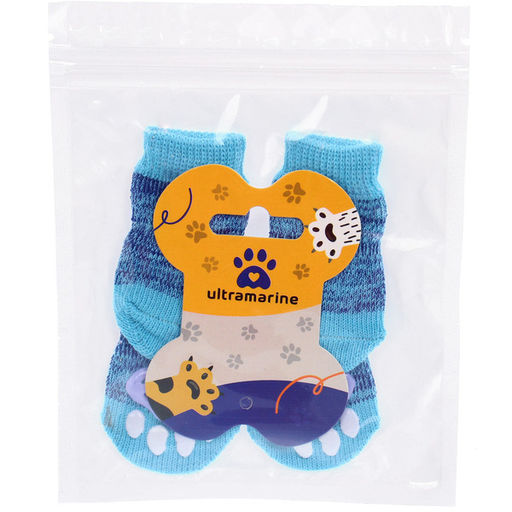 Цена за 5 шт. Носочки для животных "LAPUSIK", однотонные, цвет синий, размер m, 3см