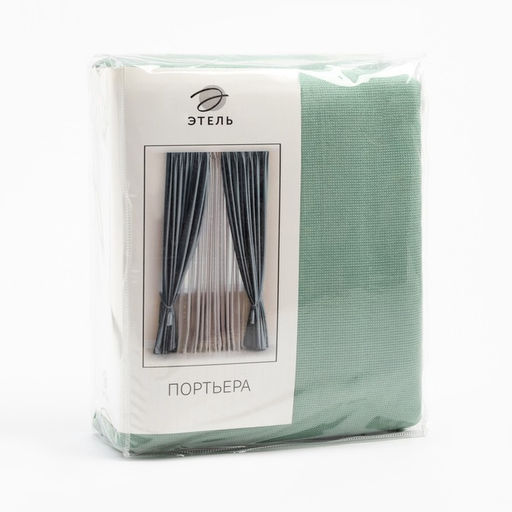 Штора портьерная Этель "Структурная", цвет светло-зеленый, на шторной ленте 130*300 см,100% п/э