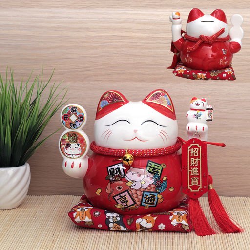 Копилка Кот манэки-нэко на коврике 16,5 см / C12 /уп 18/ - ГалеонТрейд фото 4