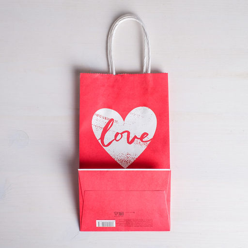 Пакет подарочный крафт With LOVE, 12 х 21 х 9 см - Дарите счастье фото 5