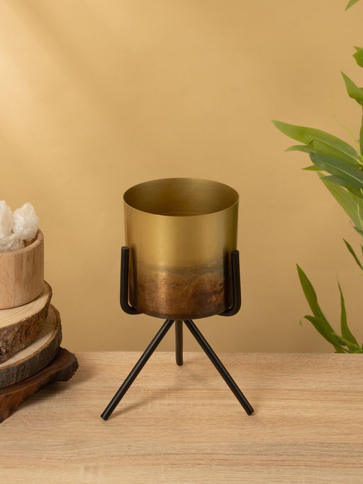 Кашпо на подставке «Малахит», 12×12×20 см, железо