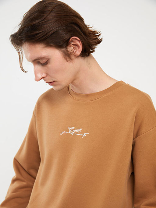 Bisiklet Yaka Uzun Kollu Bask?l? Erkek Sweatshirt - Waikiki фото 3