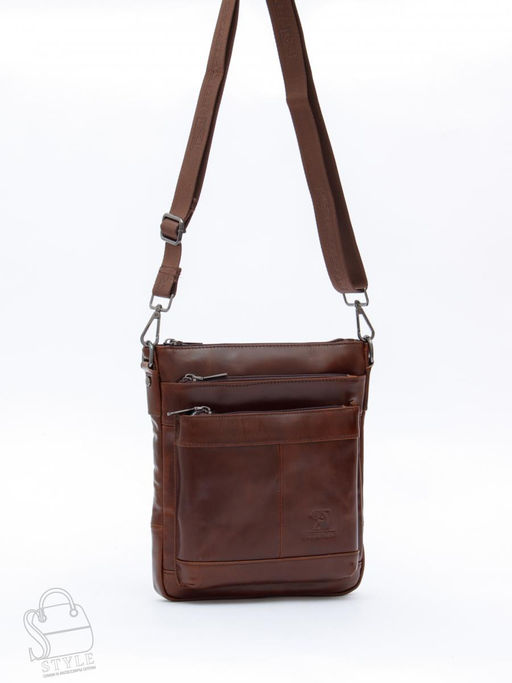 Сумка мужская кожаная 1022-2 brown Fuzhiniao  в Новосибирске