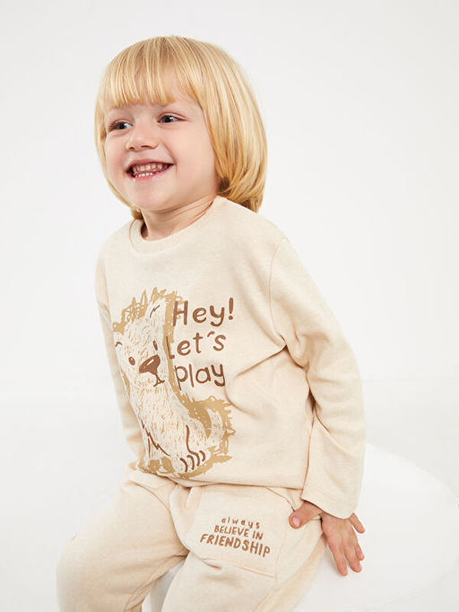 Bisiklet Yaka Uzun Kollu Bask?l? Erkek Bebek Ti??rt - Waikiki фото 2