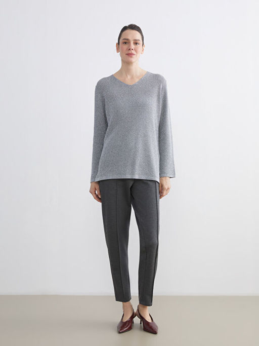 V Yaka Kad?n Triko Kazak