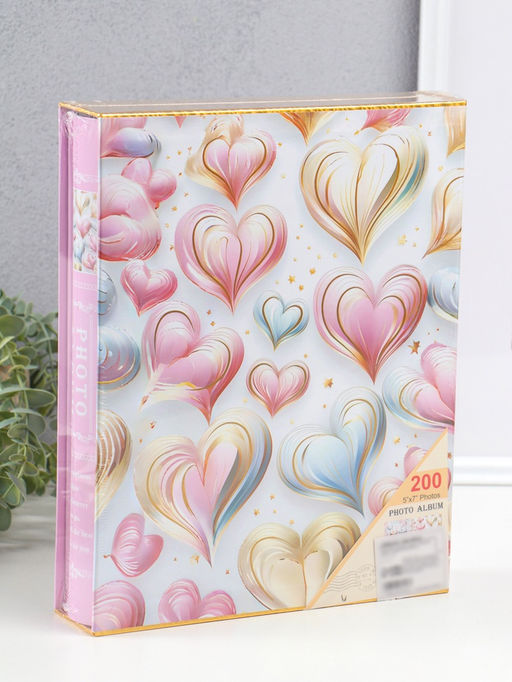 Фотоальбом на 200 фото 13×18 см «Воздушные сердца», в коробке, 5.5×23.5×29.5 см
