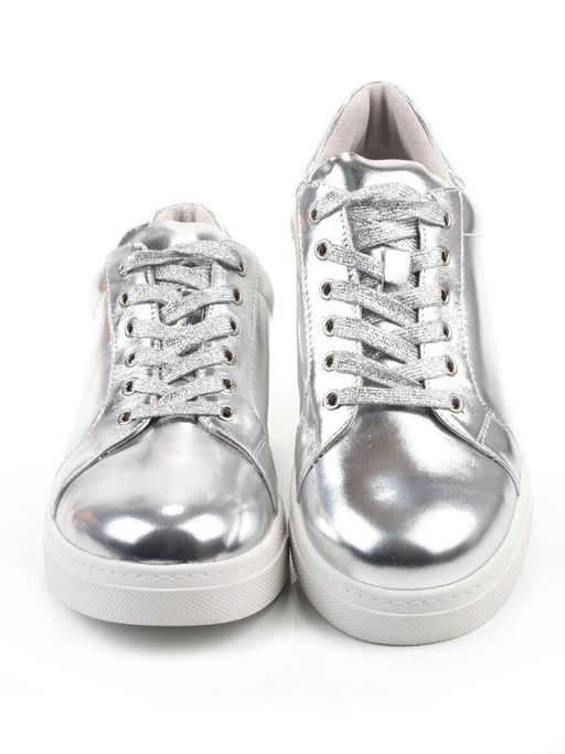 03-C1-1C GREY/SILVER Полуботинки спортивные женские (натуральная кожа)