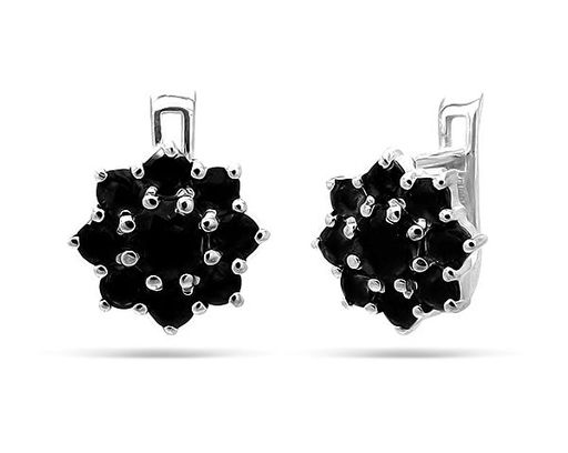 Серьги из серебра сапфир, Солнце