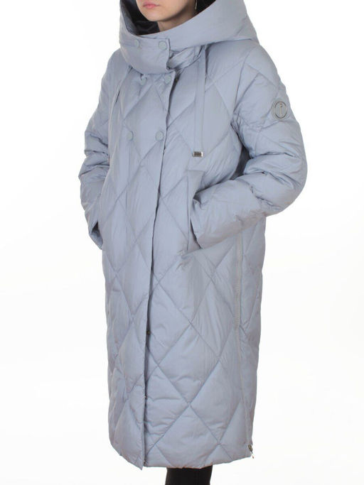 8388 GRAY/LT. BLUE Пальто стеганное зимнее женское оверсайз (200 гр. холлофайбер)