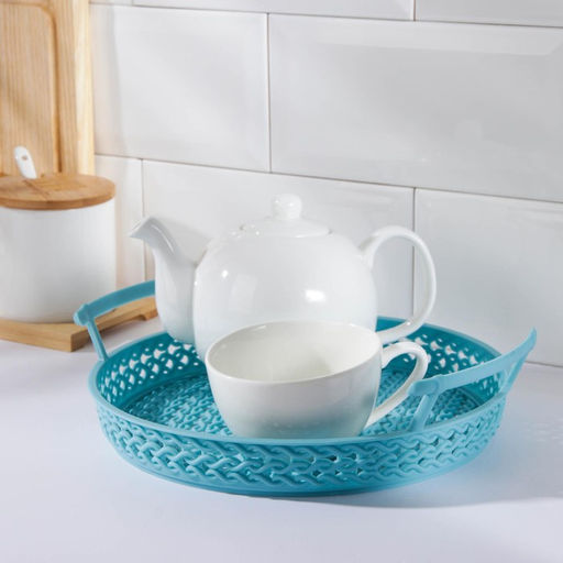 Поднос пластиковый с ручками «Петли», 22,5×6 см, цвет МИКС