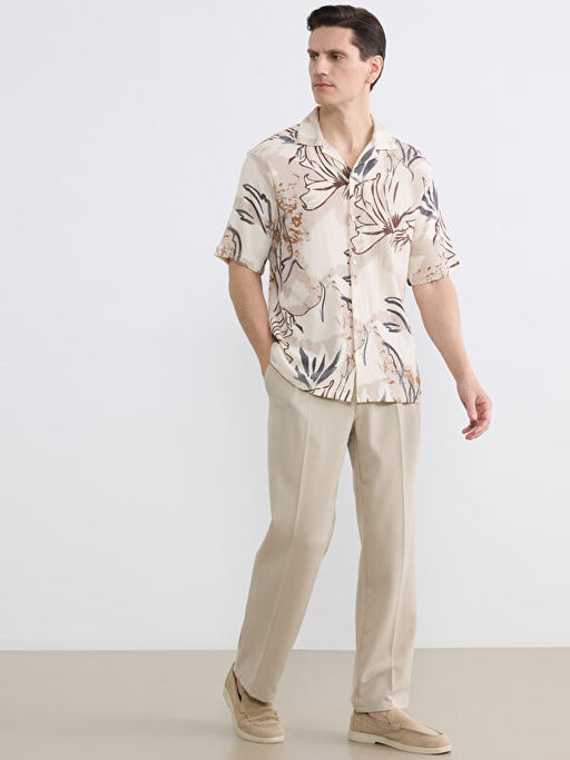 Regular Fit Resort Yaka Desenli Erkek G?mlek