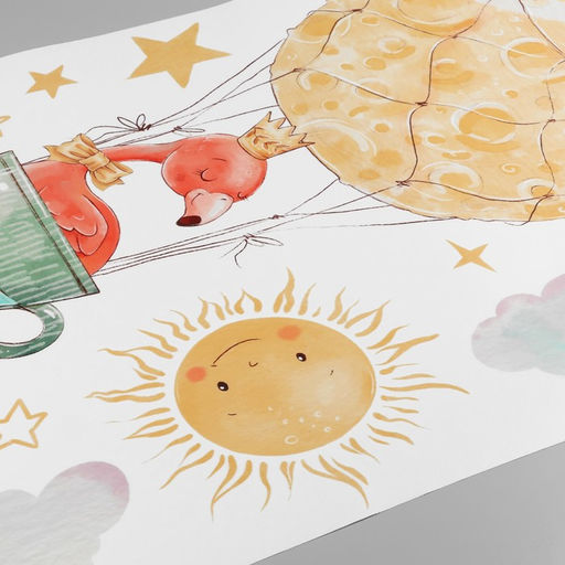 Наклейка интерьерная цветная «Фламинго в облаках», пластик, 40×60 см