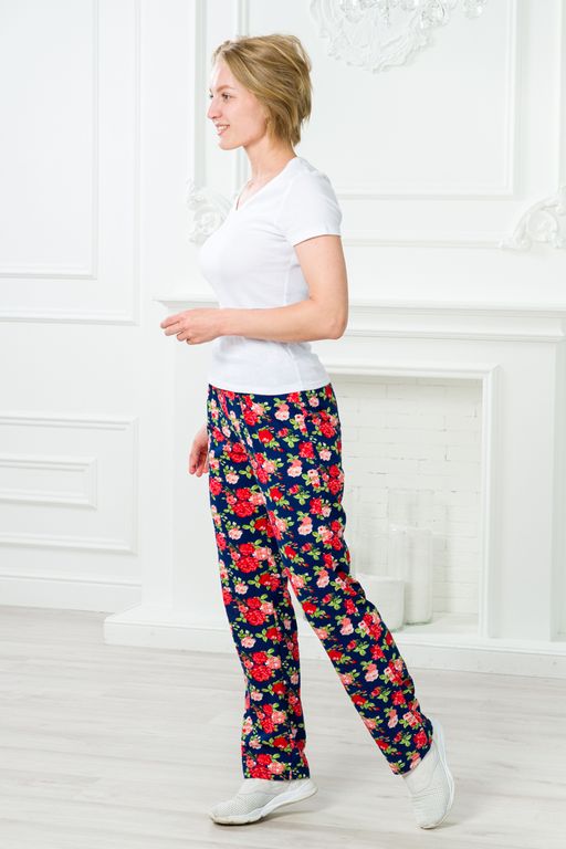 Брюки женские домашние из кулирки Барокко розы - Амадэль фото 4