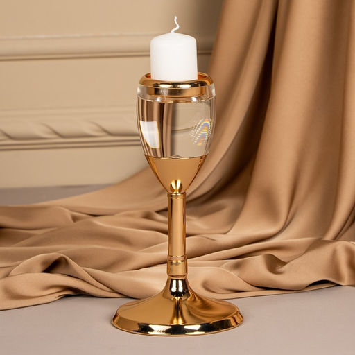 Подсвечник металлический «Безмятежность», стекло, на 1 свечу, цвет золото, 11×11×21 см