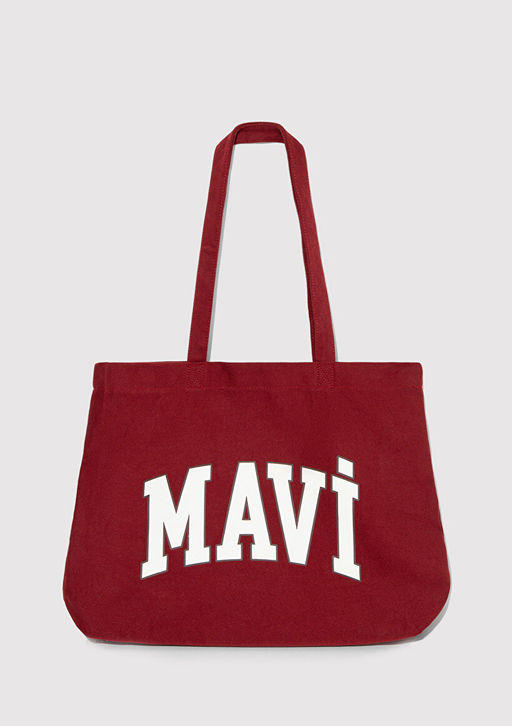 Mavi Logo Bask?l? Bordo Omuz Cantas?