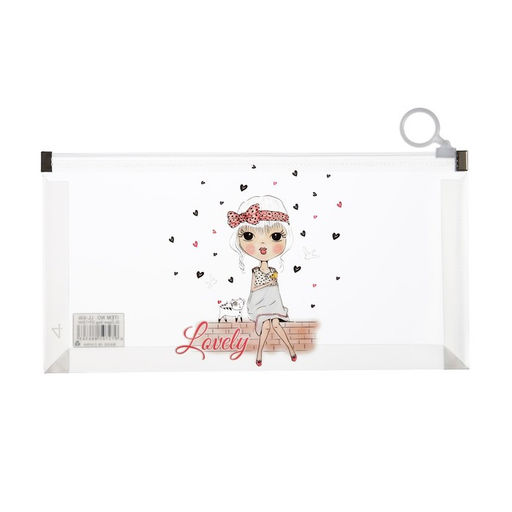 Цена за 12 шт. Папка-конверт на молнии формат А6, 180мкр, с рисунком «Маленькая девочка», МИКС