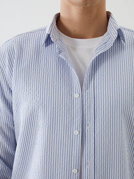 Slim Fit Uzun Kollu ?izgili Erkek G?mlek