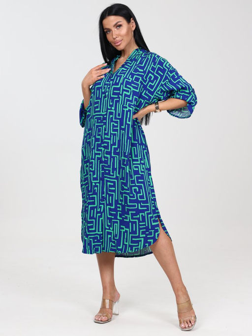 5116 ПЛАТЬЕ ЖЕНСКОЕ (Синий с зеленым) - А-дина фото 3