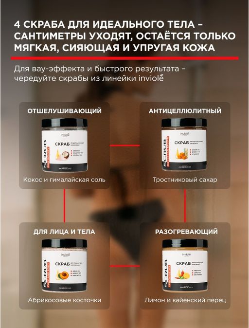 Скраб для лица и тела с Аргановым маслом и абрикосовыми косточками 250 мл/250гр - INVIOLE фото 11