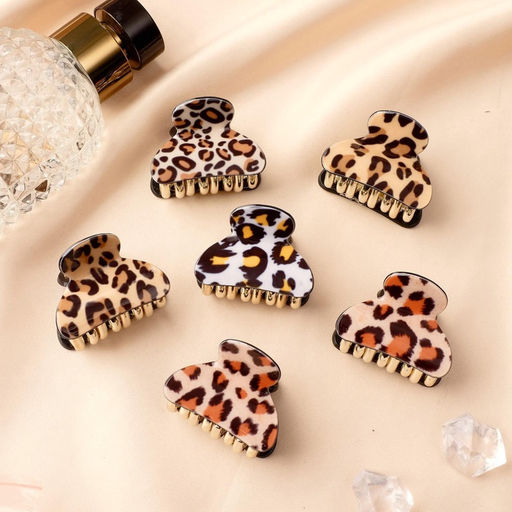 Цена за 6 шт. Крабик для волос «Шёлк», лео, 4×2.5 см, МИКС