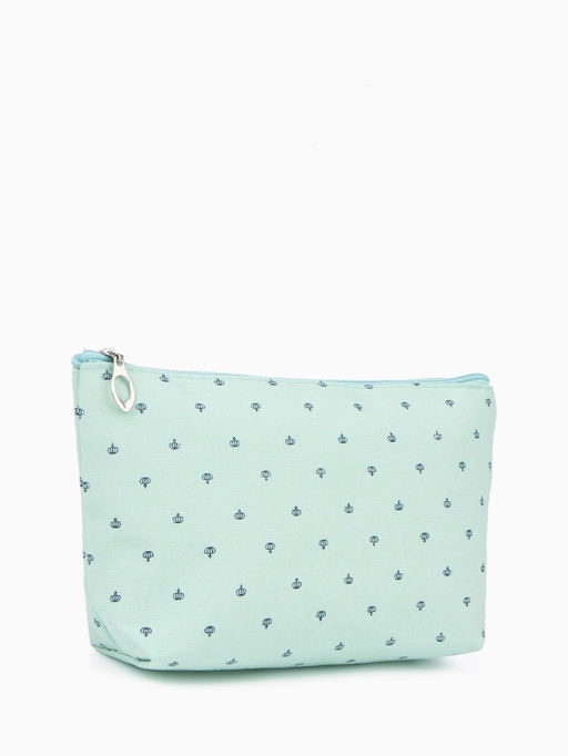 Косметичка простая на молнии, средний размер, с паттерном, зелёная