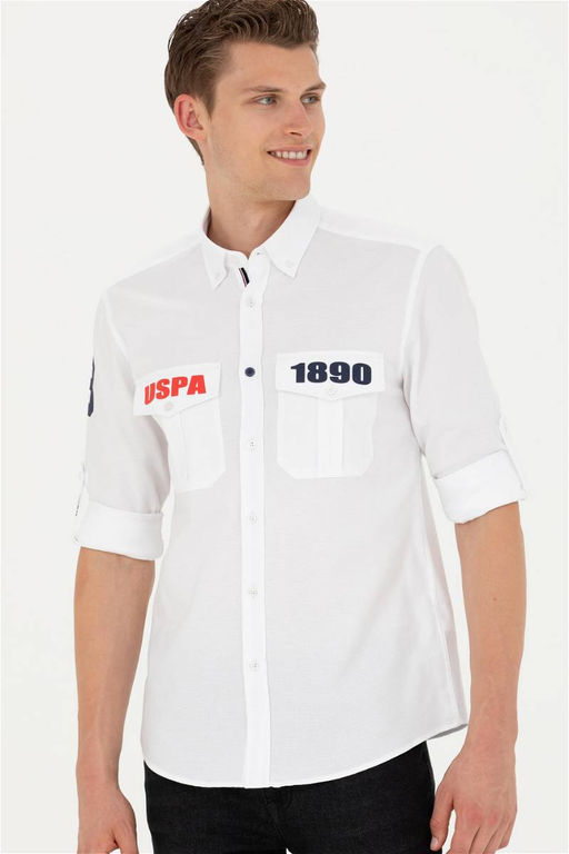 Мужская белая рубашка с длинным рукавом - U.s. polo assn фото 10