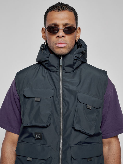 Куртка - жилетка трансформер с подогревом 2 в 1 мужская зимняя темно-синего цвета 6668TS - Mtforce фото 24