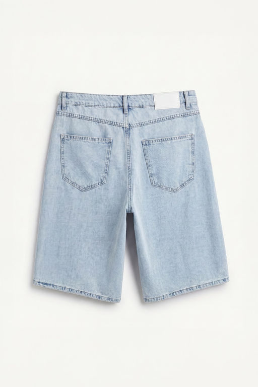 Yumu_ak Dokulu Baggy Fit Bermuda Jean _ort - Defacto фото 6