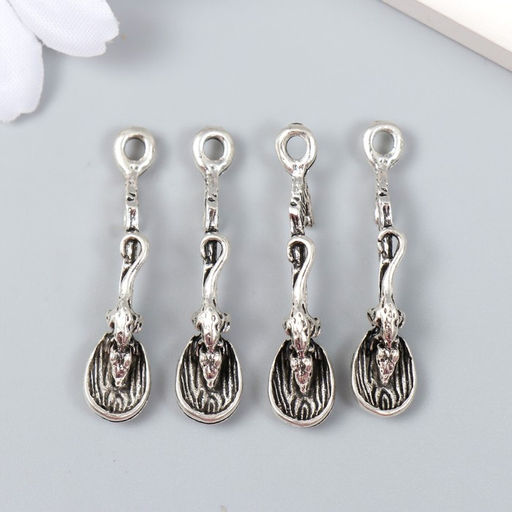 Цена за 4 шт. Сувенир кошельковый металл "Ложка с мышкой" 4,5х1,1 см