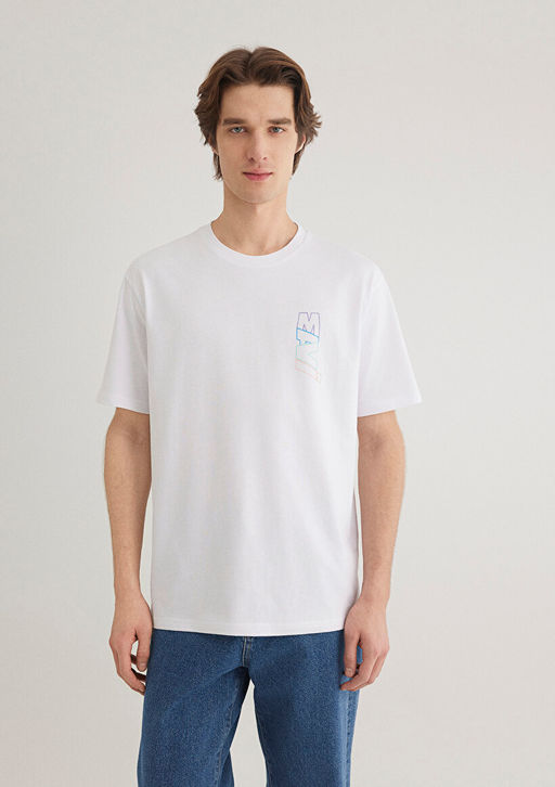 Mavi Logo S?rt Bask?l? Beyaz Tisort  фото 4