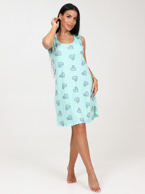 438 ЖЕНСКАЯ СОРОЧКА (Ментол/сердца) - А-дина фото 2