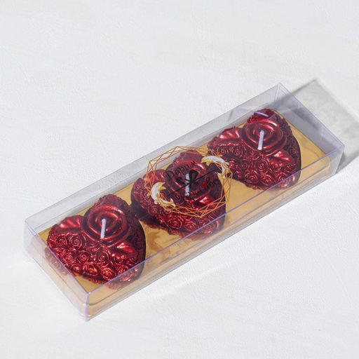 Набор свечей декоративных «Сердце с розой», 3 шт., 5×2.5 см, красный