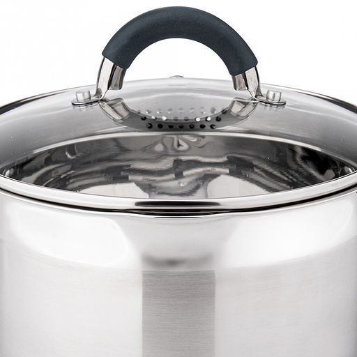 Кастрюля из нержавеющей стали "Луиза" 5,4л, д21,4см, h14см, s0,5мм, дно s2,9мм, стеклянная крышка, просиликоненные ручки, подарочная коробка, "Appetite" (Китай)