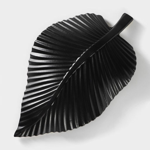 Блюдо для фруктов Доляна «Лист», 35.5×20×5.5 см, чёрное