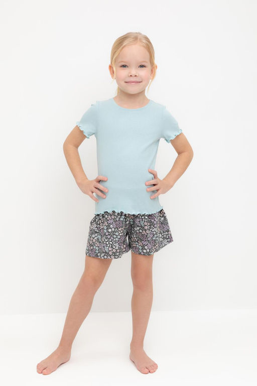 К 1596/голубой,цветочный микс пижама для дев - Crockid фото 4