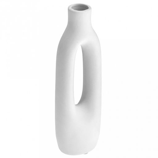 Ваза керамическая "Танзания" 350мл, 8х5,8см h25,5см, д/горла - 2,6см, матовая глазурь, цвет - белый, в коробке (Китай)