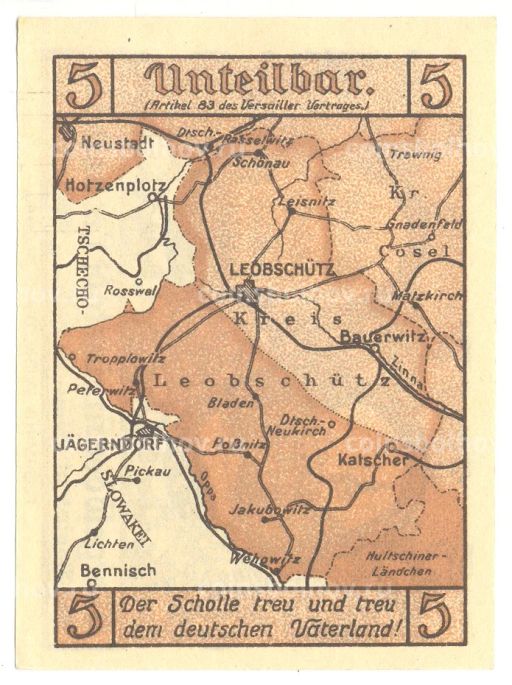 5 пфеннигов 1922 года Германия  Нотгельд (Леобшютц)