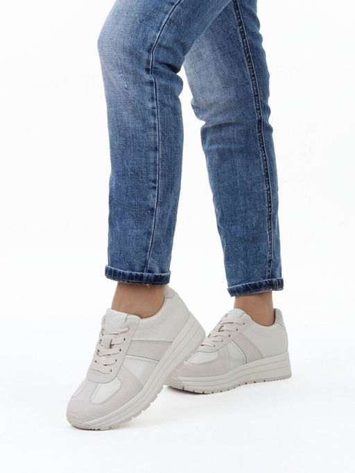 03-A1020-2 LT. BEIGE Кроссовки женские (натуральная кожа, натуральная замша)