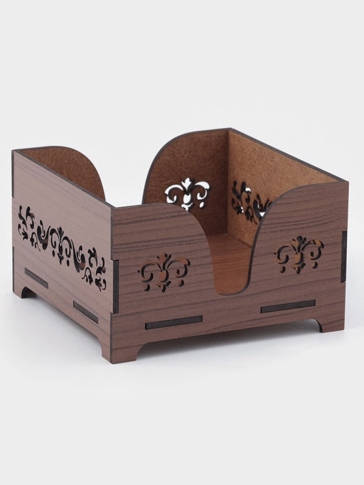 Салфетница деревянная Доляна «Орех», 12.5×12.5 см, с салфетками, коричневая