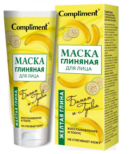 "Compliment" Маска д/лица с жёлтой глиной, бананом и гуавой (80мл).20 /911573/