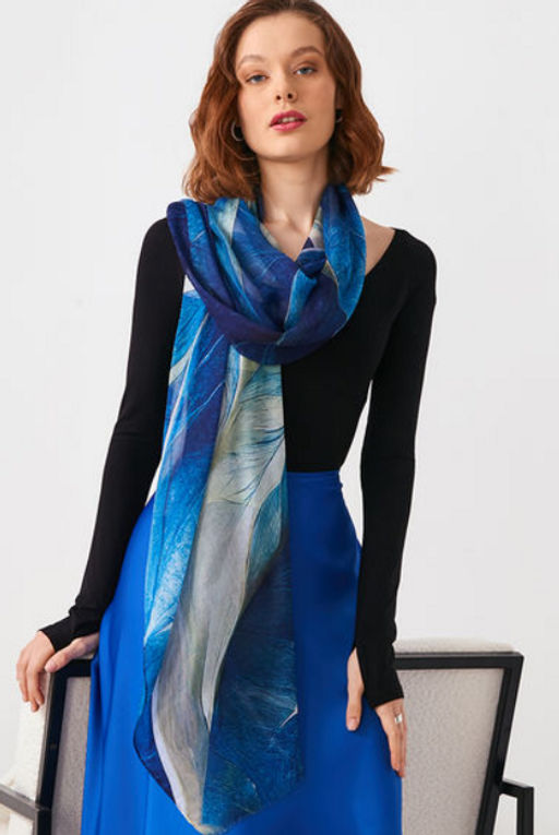 Большой, мягкий, тонкий и очень нежный двусторонний палантин с рисунком в стиле арт-дек - Tantino фото 14