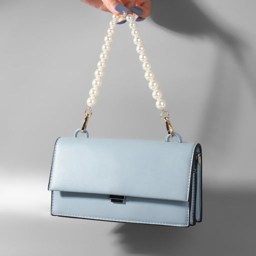 Ручка для сумки, жемчужные бусы, d=12, 14, 16 мм, 39 см, цвет белый, золотой