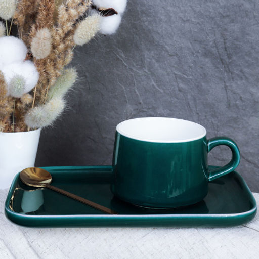 Чайный набор 2 предмета 220 мл с ложкой / K029 /уп 36/зеленый - Галеонтрейд фото 3